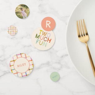 Confettis Pastel Plaid "Two Many Fun" 2e anniversaire person