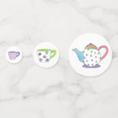 Confettis Pastel Polka Dot Teapot Party Fête des mariées (Devant)