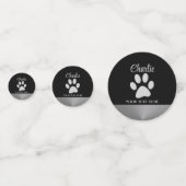 Confettis Paw Chien Argent sur arrière - plan noir (Devant)