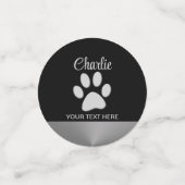 Confettis Paw Chien Argent sur arrière - plan noir (Petit recto)