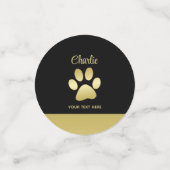 Confettis Paw chien brillant or sur arrière - plan noir (Petit recto)