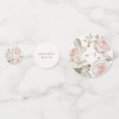 Confettis Peach Blush Roses Photo et nom Mariage (Devant)
