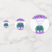 Confettis Peacock vert et bleu | Fleurs d'aquarelle violette (Devant)