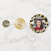 Confettis Peau blanche noire de vache avec or, fer à cheval (Devant)