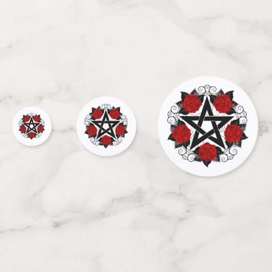 Confettis Pentagramme aux roses rouges (Devant)