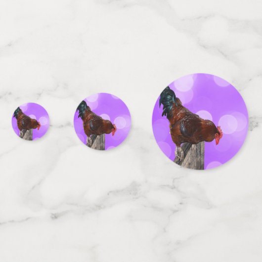 Confettis Perché en Majesté : coq sur Dreamy Purple Glow (Devant)