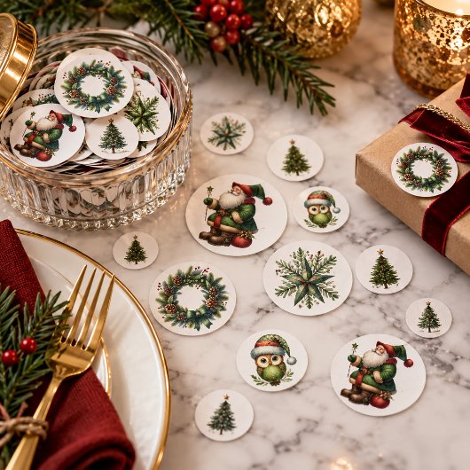 Confettis Père Noël de Noël vintage et botanique forestière