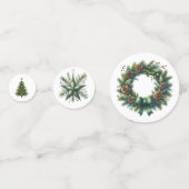 Confettis Père Noël de Noël vintage et botanique forestière (Derrière)