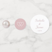 Confettis Perles et coeurs chics sur Mariage rose poussiéreu (Devant)