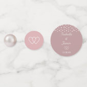 Confettis Perles et coeurs chics sur Mariage rose poussiéreu (Derrière)