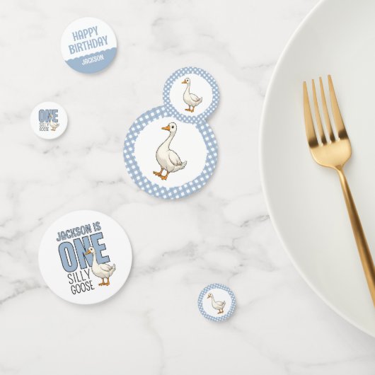 Confettis Personnalisé Blue One Silly Goose First Birday (Groupe)