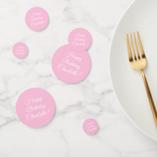 Confettis Personnaliser avec nom, Joyeux anniversaire, rose
