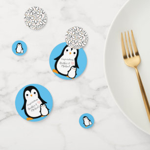 Confettis Petit Baby shower de pingouin bleu garçon