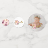 Confettis Petit Citrouille Premier anniversaire Pink Photo (Derrière)