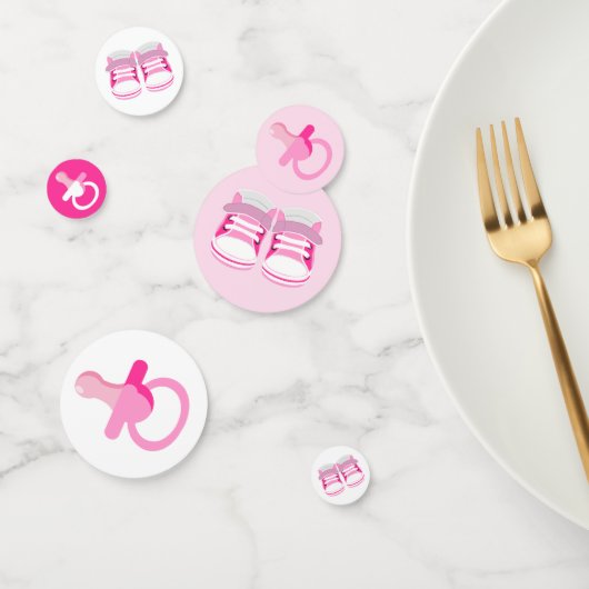 CONFETTIS PETITS BÉBÉS ROSE ET LIENS (Groupe)