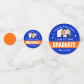 Confettis Photo de Graduation Bleu et Orange personnalisée (Derrière)