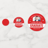 Confettis Photo de Graduation Rouge et Blanc sur mesure Conf (Derrière)