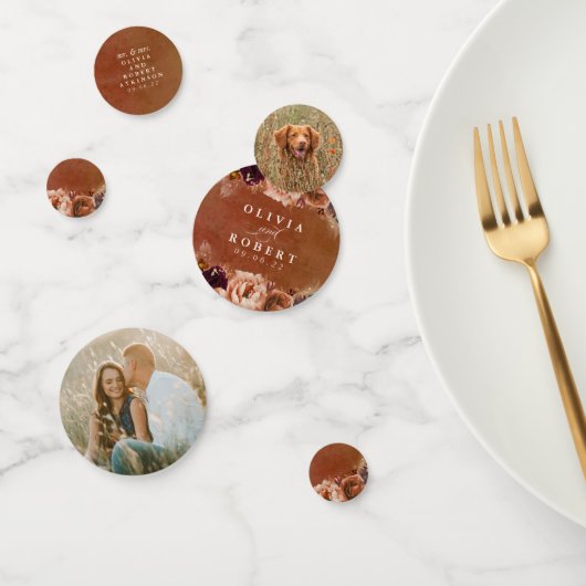 Confettis Photo de mariage moderne boho floral terracotta (Groupe)
