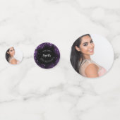 Confettis Photo de parties scintillant noir violet d'anniver (Devant)