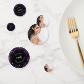 Confettis Photo de parties scintillant noir violet d'anniver (Groupe)