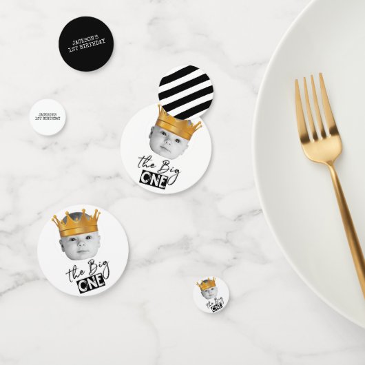 Confettis Photo moderne Noir Blanc Premier anniversaire (Groupe)