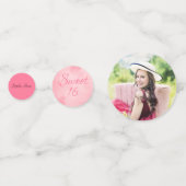 Confettis Photo personnalisée et rose doux 16 Anniversaire (Devant)