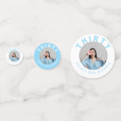 Confettis Photo personnalisée Sky Blue 30th Birthday Table C (Derrière)