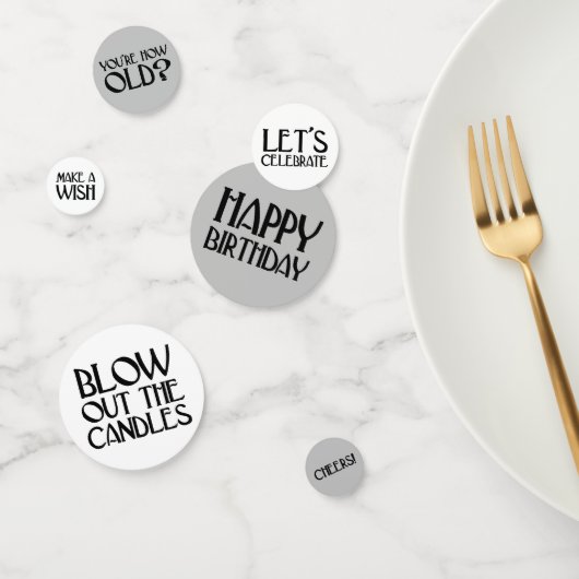 Confettis Phrases d'anniversaire Art Déco Argent (Groupe)
