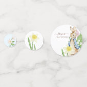 Confettis Pierre le lapin Printemps fleurs Baby shower bleu (Derrière)