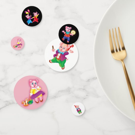 Confettis piglet rose joyeux (Groupe)