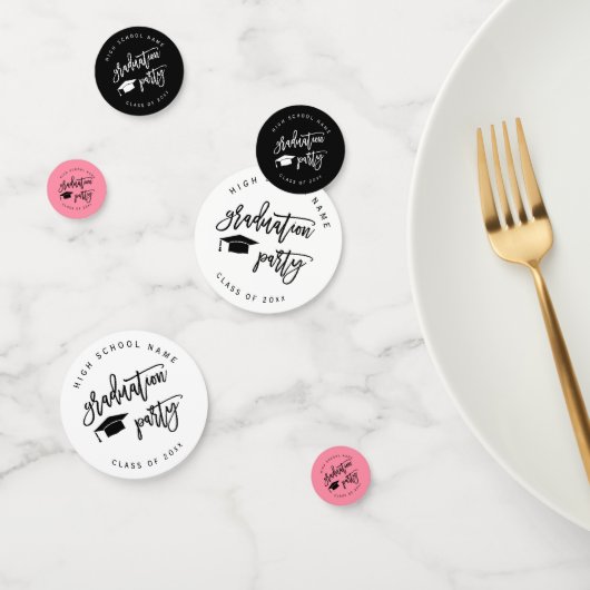 Confettis Pink and White Graduation Party Classe de cocktail (Groupe)