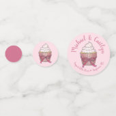 Confettis Pink Bow Cupcake Love Cake Wedding Programme (Devant)
