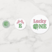 Confettis Pink Bow Horseshoe Clover Lucky One Birthday (Devant)