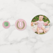 Confettis Pink Bow Horseshoe Clover Lucky One Birthday (Derrière)