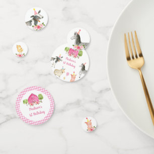 Confettis Pink Farm Barnyard Floral Anniversaire
