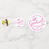 Confettis Pink Hand Drawn Doodles Graduation 3 Photo White (Devant)
