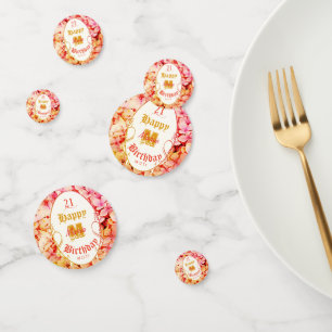 Confettis Pink Party 21e anniversaire Elégant Floral moderne