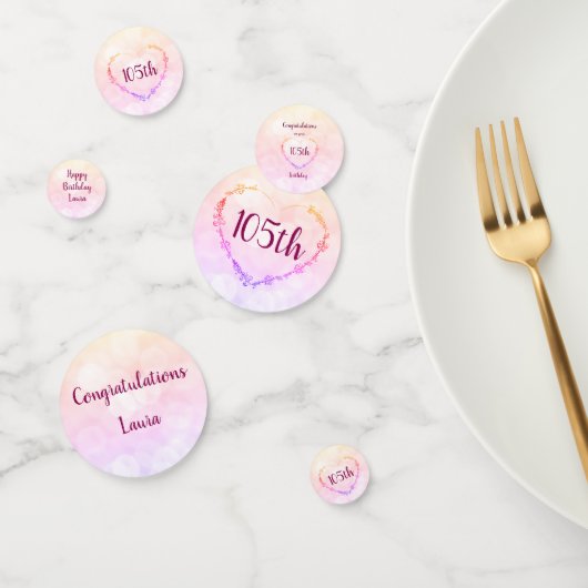 Confettis Pink Pastel 105e anniversaire design (Groupe)