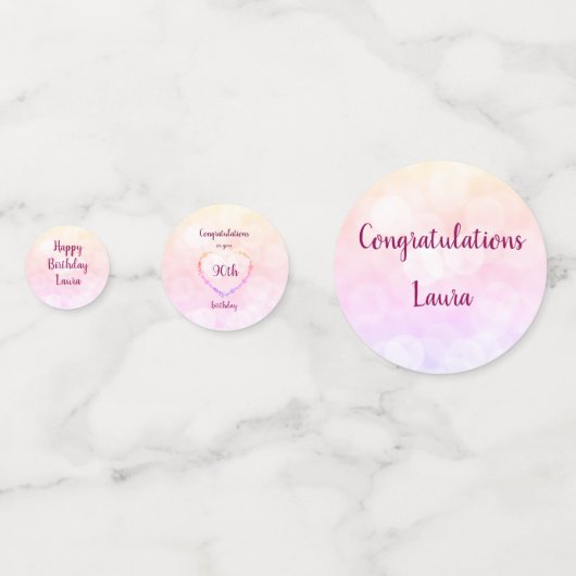 Confettis Pink Pastel 90e anniversaire design (Derrière)