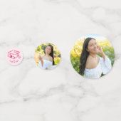 Confettis Pink Red Hand Drawn Doodles Graduation 3 Photo Fun (Derrière)