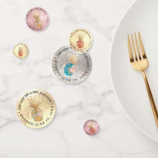 CONFETTIS PIXDEZINES FAUX FOIL+ALOHA PINEAPPLES (Groupe)