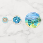 Confettis Plage Mariage Votre Photo Coquillages Palm Gem Bow (Derrière)