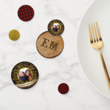Plaid de Buffalo Rustique PHOTO Monogramme Or Roug