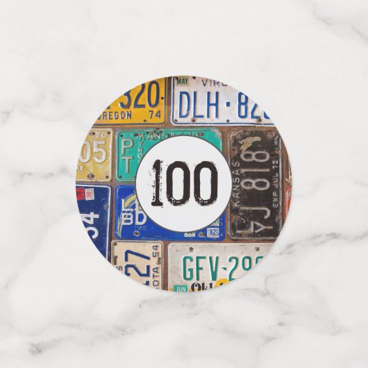 Confettis Plaque de licence rouillée 100e anniversaire (Petit recto)