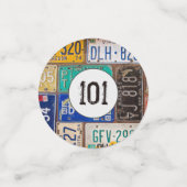 Confettis Plaque de licence rouillée 101e anniversaire Confe (Petit recto)