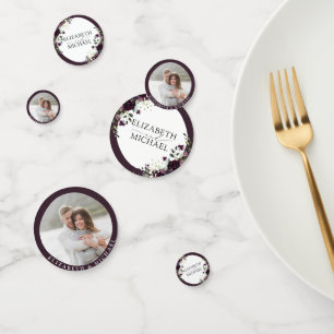 Confettis Plum violet mauve Floral Aquarelle Script Mariage