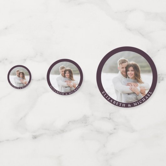 Confettis Plum violet mauve Floral Aquarelle Script Mariage (Derrière)