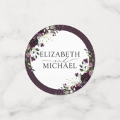 Confettis Plum violet mauve Floral Aquarelle Script Mariage (Petit recto)