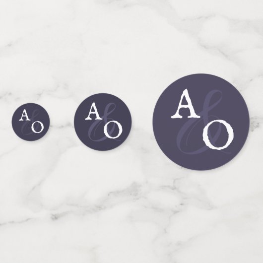 Confettis Plum violet minimaliste Mariage Monogramme (Devant)