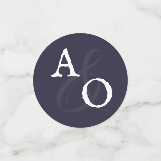 Confettis Plum violet minimaliste Mariage Monogramme (Petit recto)